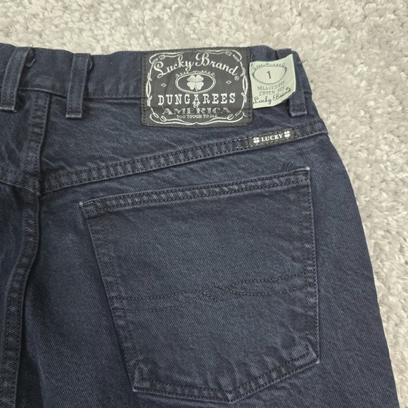 Lucky Brand Mens Black Dungarees 34 (Fits 31x33) Relaxed Tapered USA Vintage Fit - Picture 8 of 13